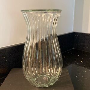 Clear Ribbed Scalloped Glass Tall Vase Display Accent